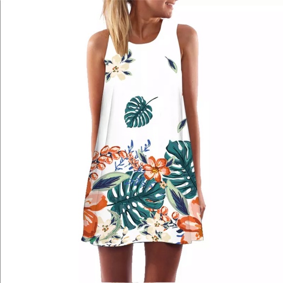 Dresses & Skirts - Tropical Palm Tree Leaf Sleeveless Mini Dress